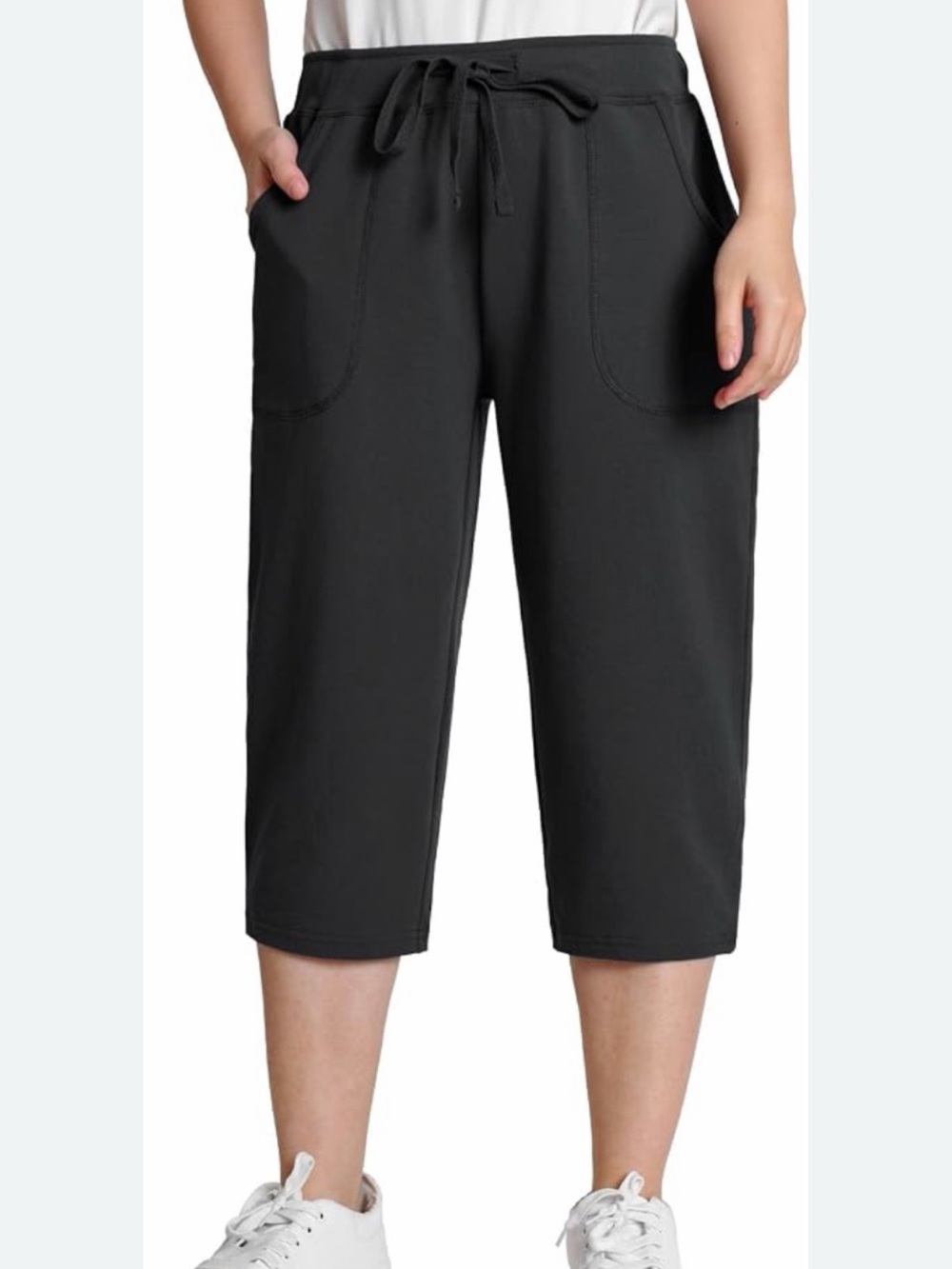 Athletic Works Black Drawstring Capris with Pockets